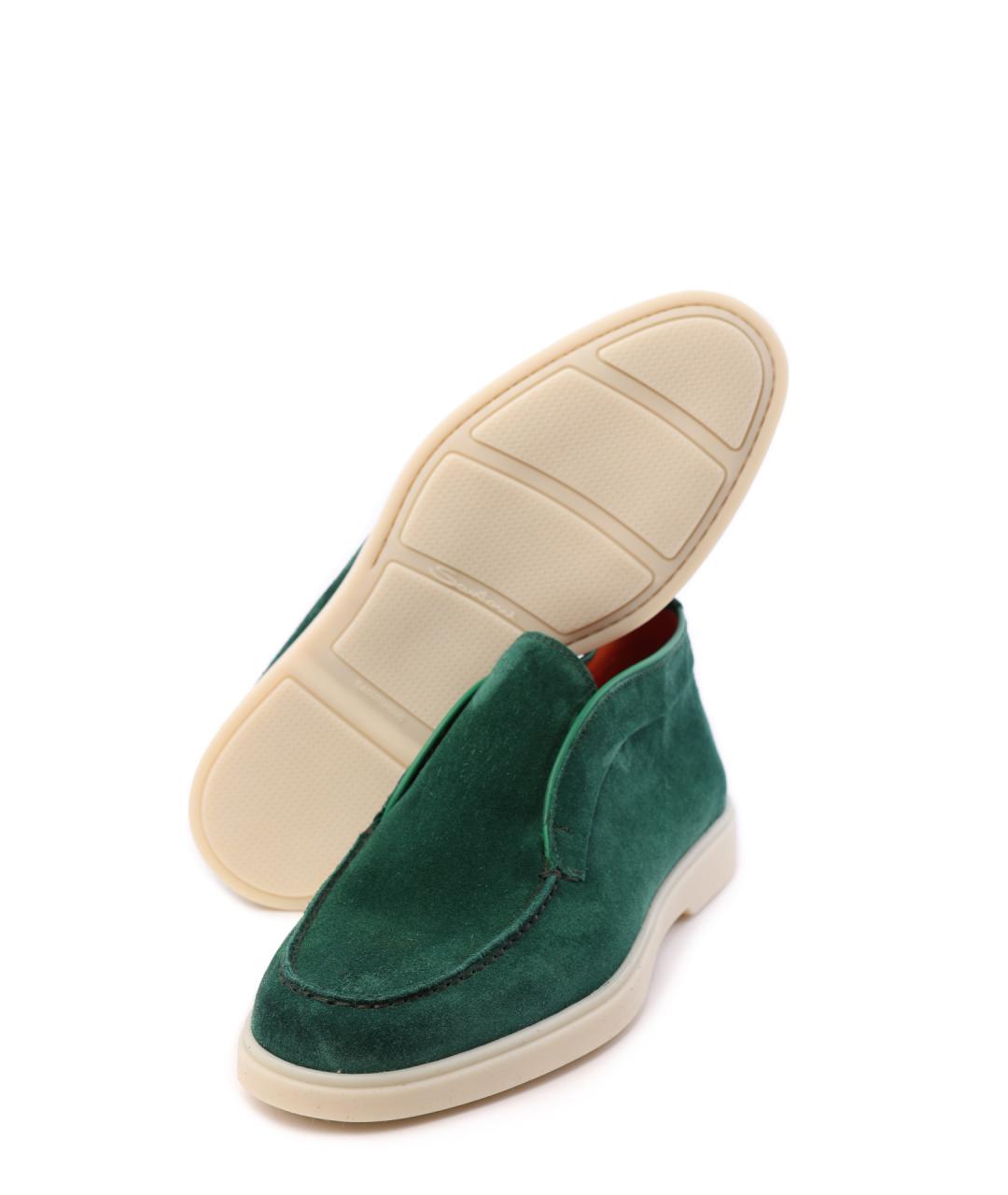 SANTONI Зеленые замшевые ботинки, фото 4