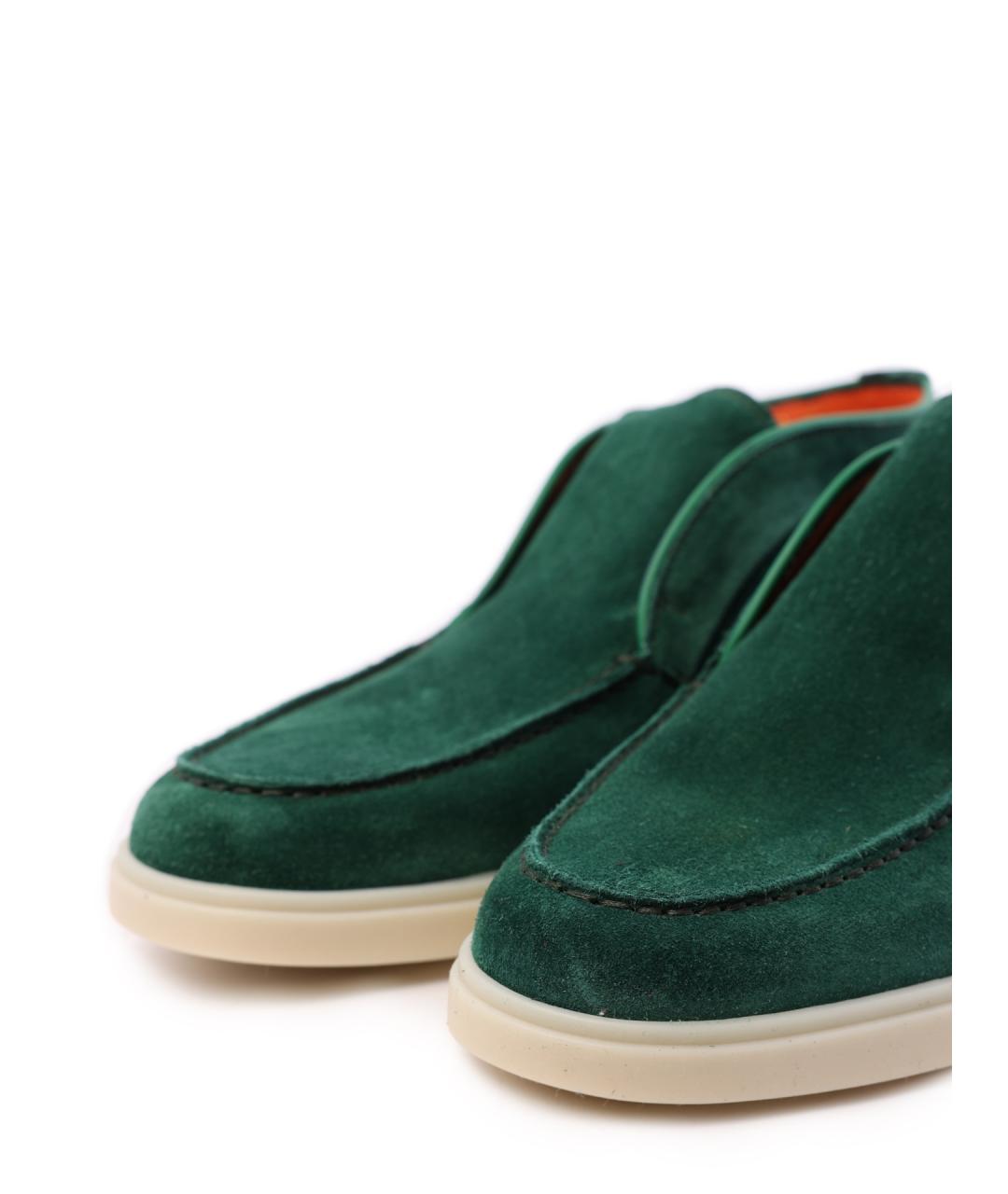 SANTONI Зеленые замшевые ботинки, фото 6