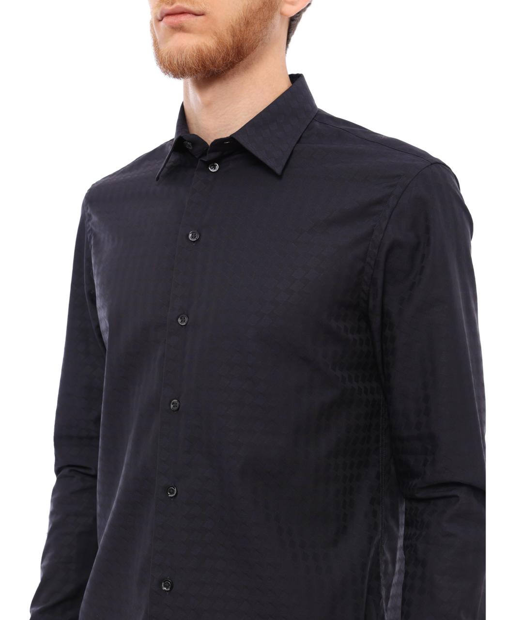 EMPORIO ARMANI Темно-синяя хлопковая кэжуал рубашка, фото 4