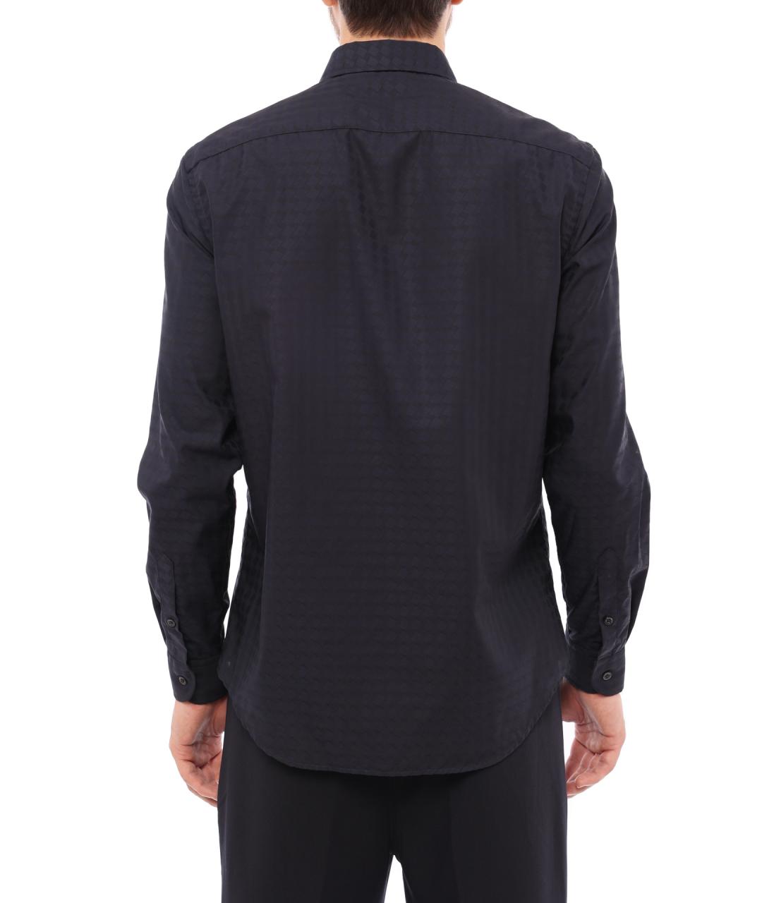 EMPORIO ARMANI Темно-синяя хлопковая кэжуал рубашка, фото 5