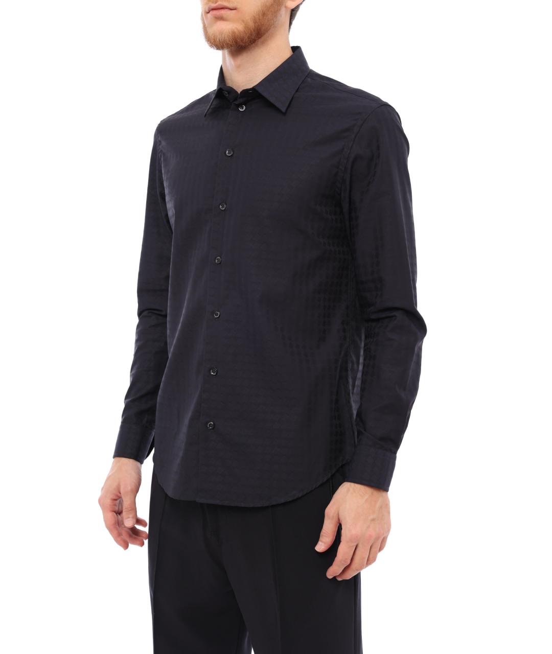 EMPORIO ARMANI Темно-синяя хлопковая кэжуал рубашка, фото 3