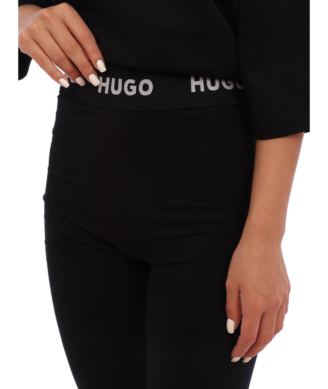 HUGO Черные хлопковые леггинсы и велосипедки, фото 5