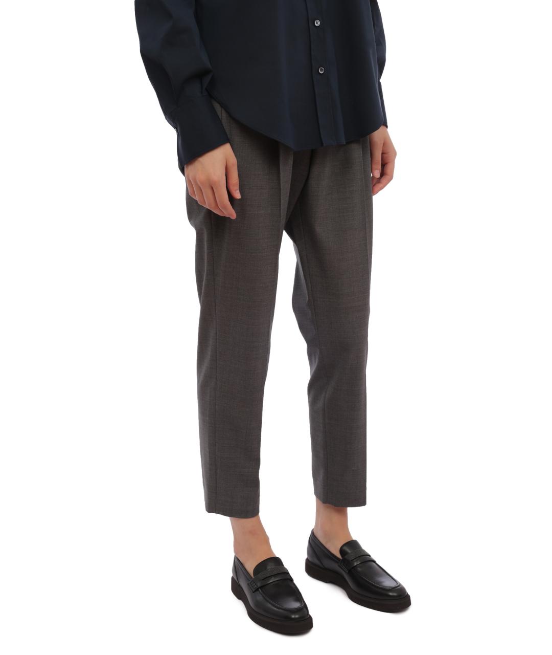 BRUNELLO CUCINELLI Серые шерстяные прямые брюки, фото 4