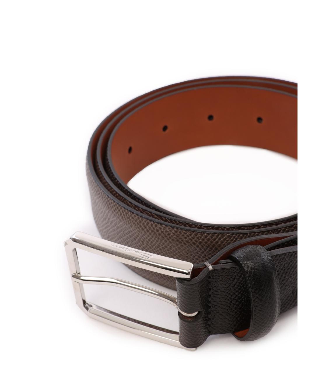 SANTONI Коричневый кожаный ремень, фото 3