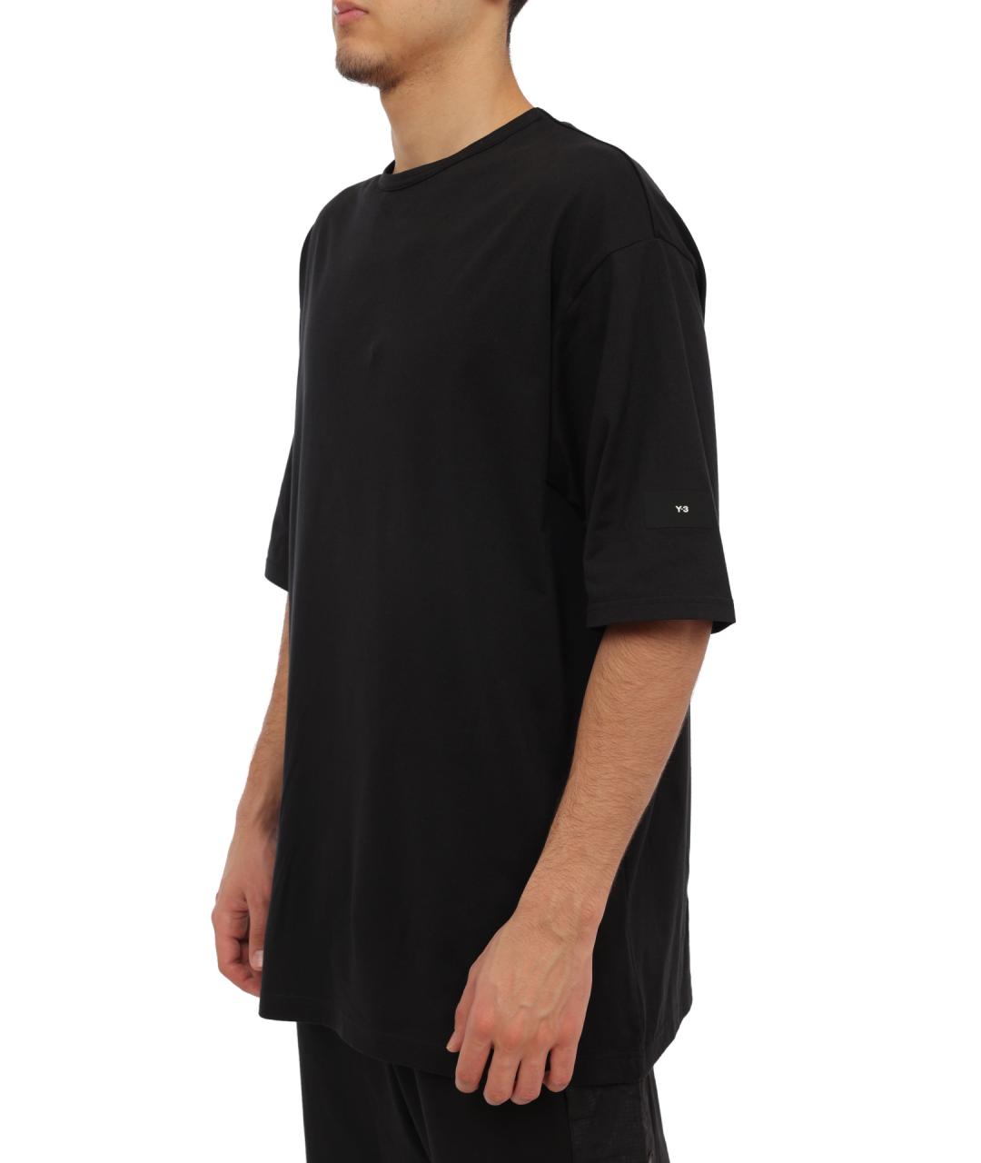 Y-3 Черная хлопковая футболка, фото 3