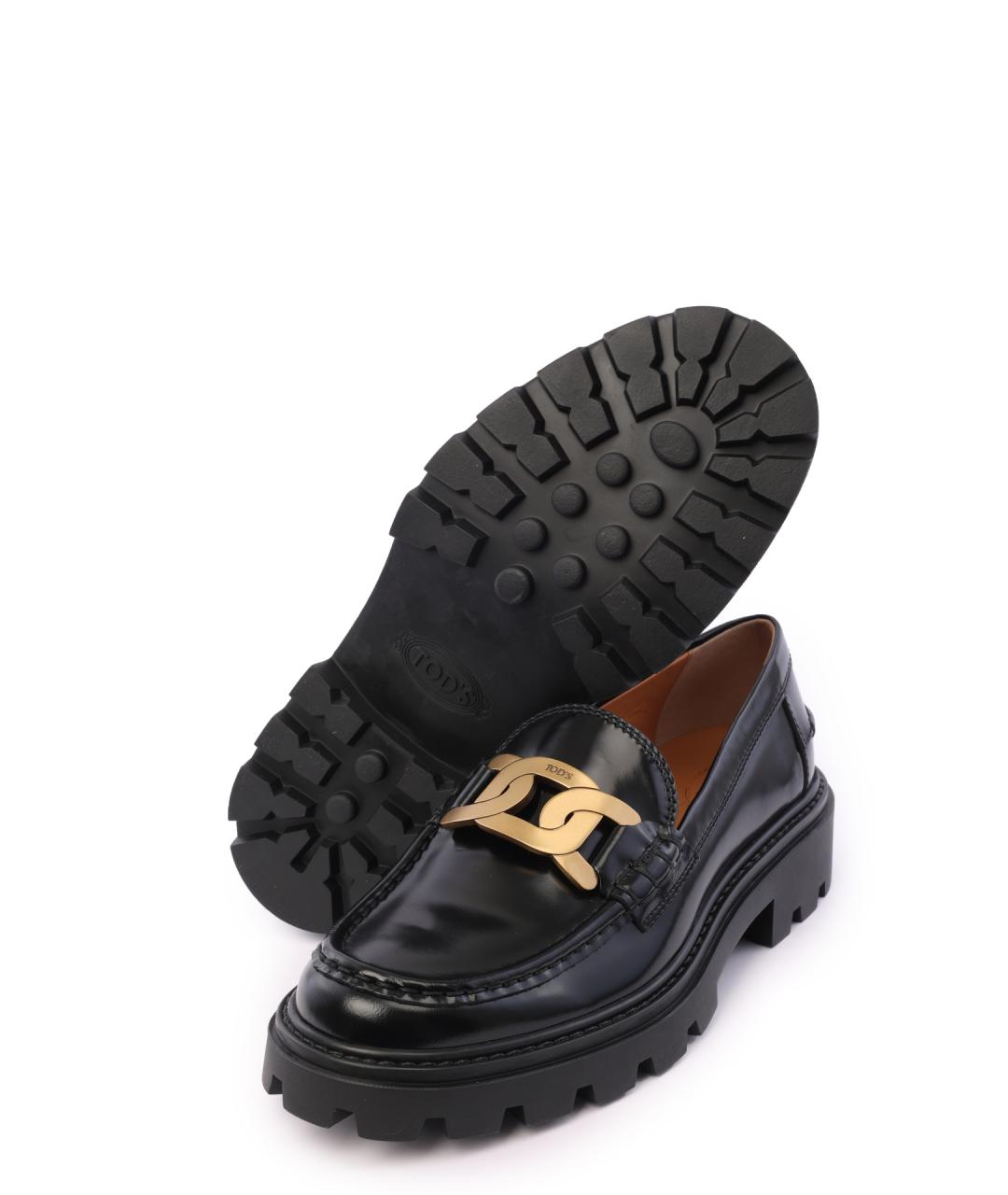 TOD'S Черные кожаные лоферы, фото 5