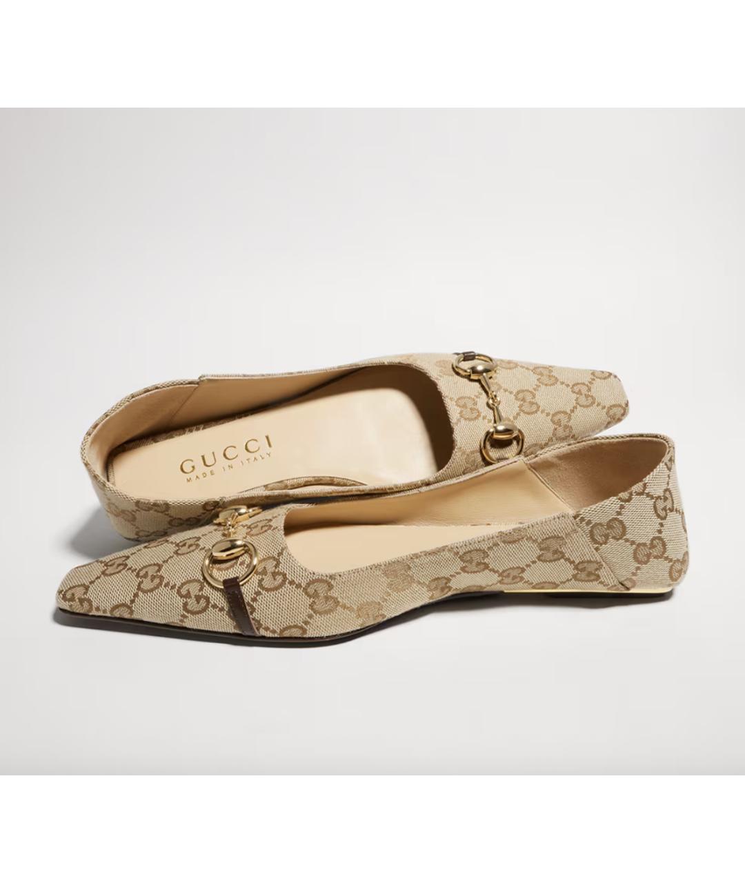 GUCCI Коричневые текстильные балетки, фото 2