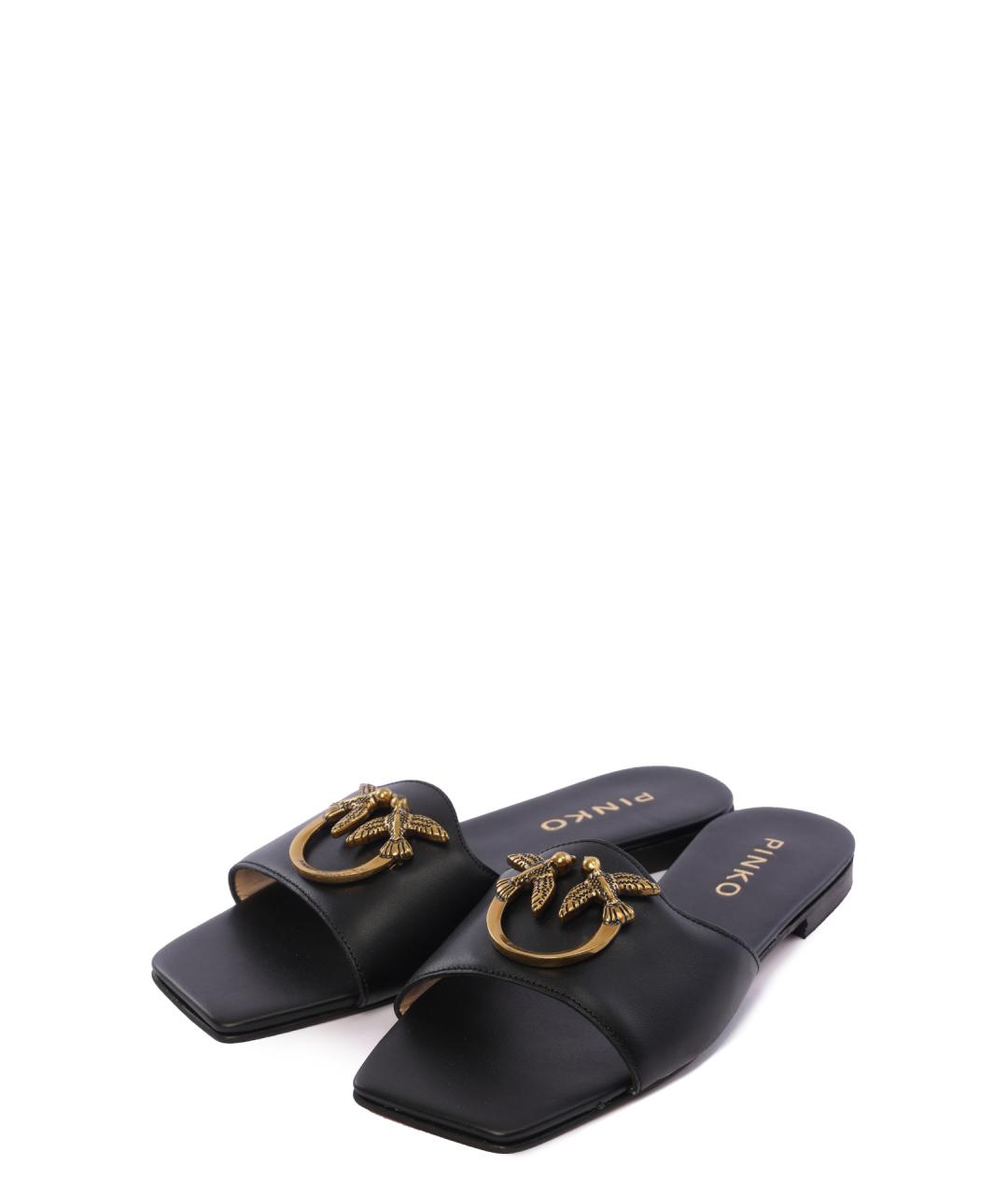 PINKO Черные кожаные мюли, фото 2