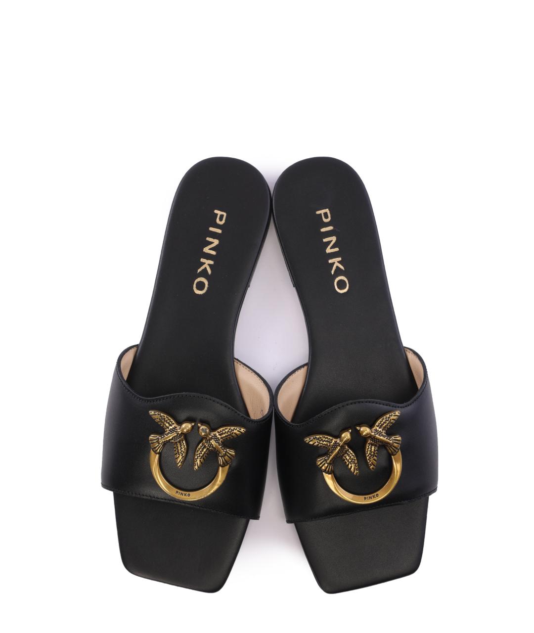 PINKO Черные кожаные мюли, фото 4