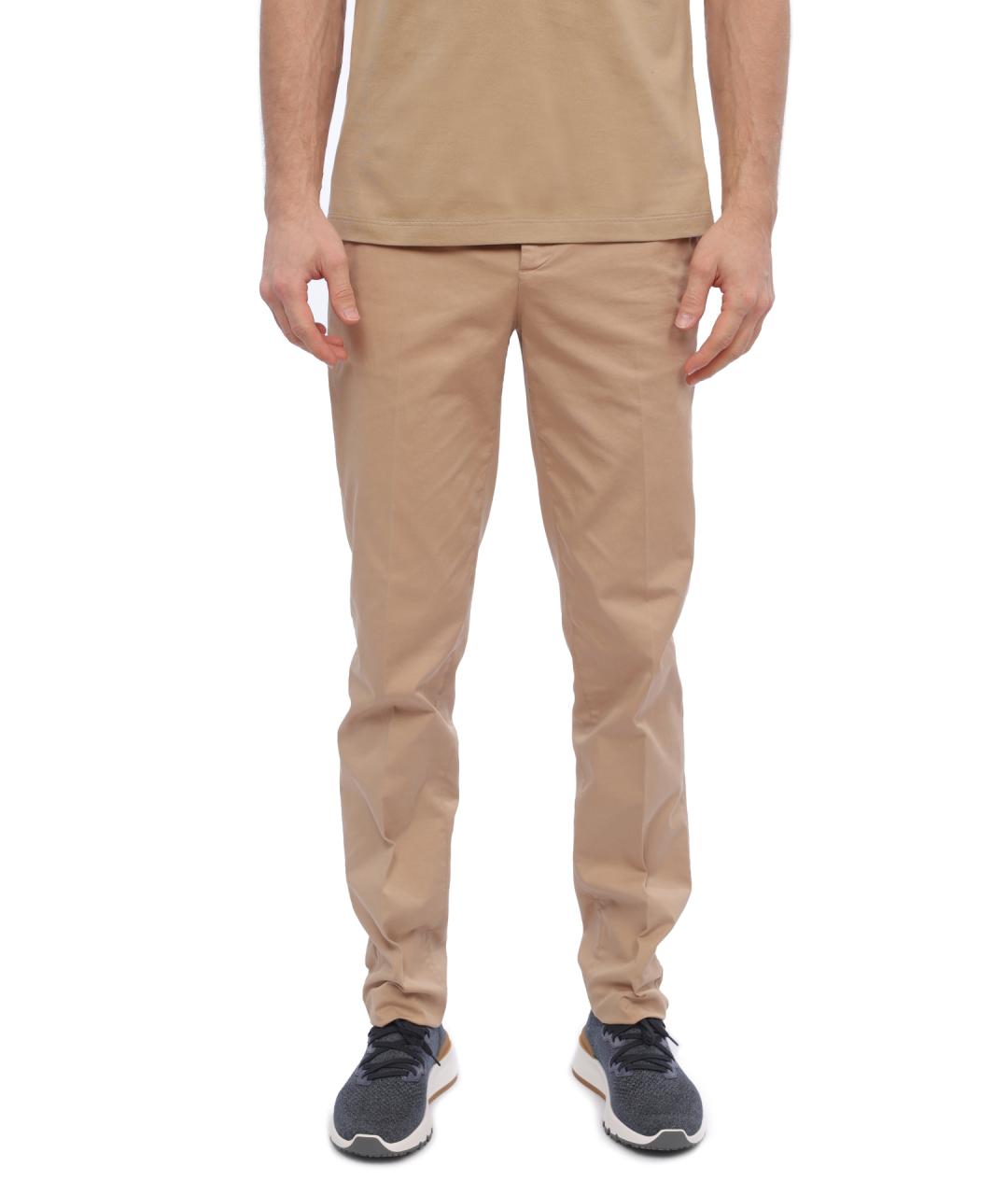 BRUNELLO CUCINELLI Бежевые хлопковые повседневные брюки, фото 1