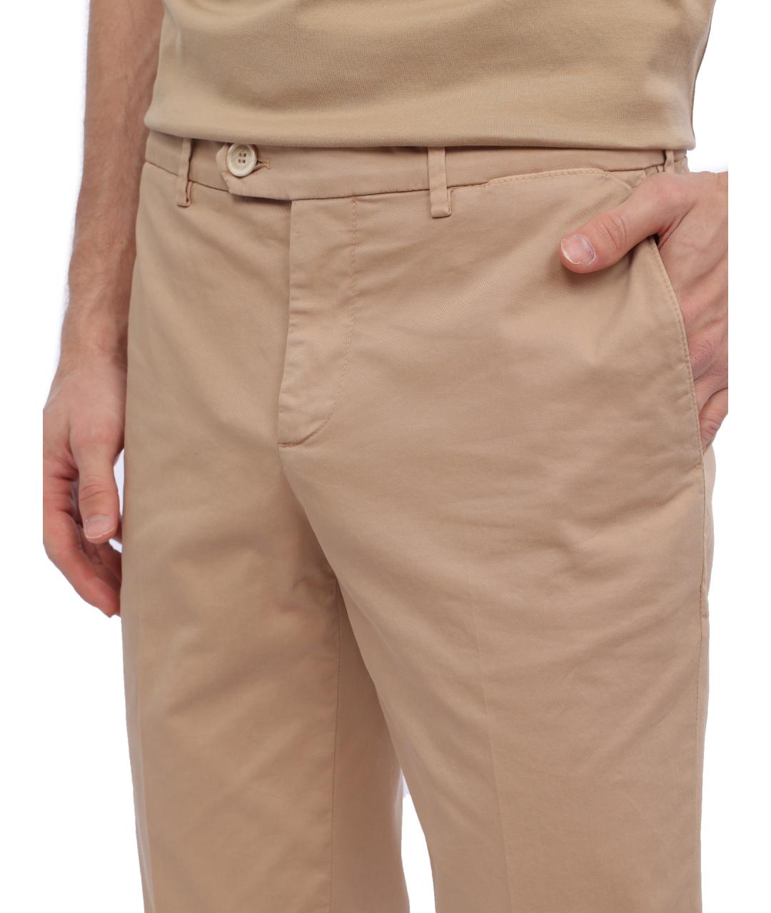 BRUNELLO CUCINELLI Бежевые хлопковые повседневные брюки, фото 5