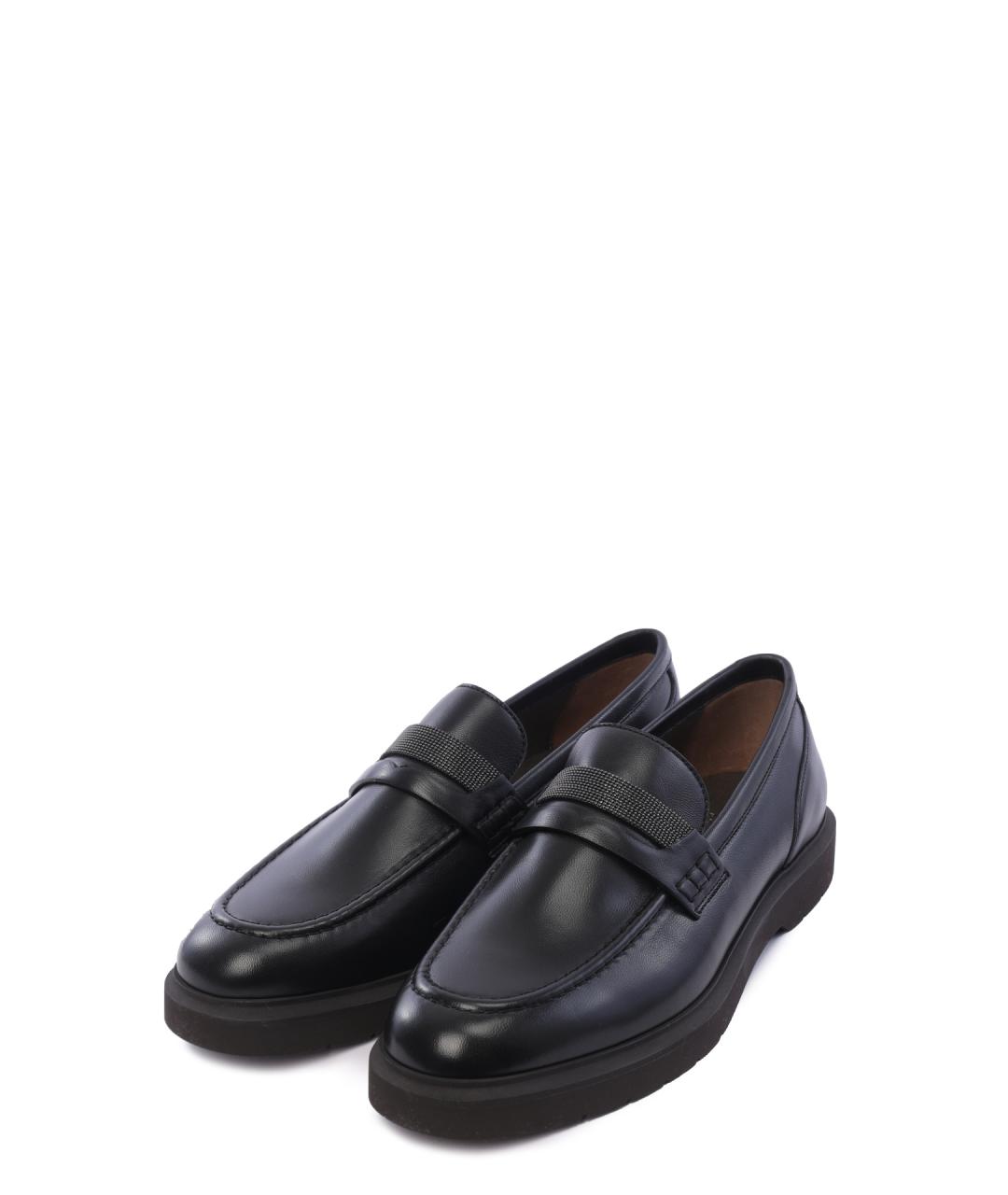 BRUNELLO CUCINELLI Черные кожаные лоферы, фото 2