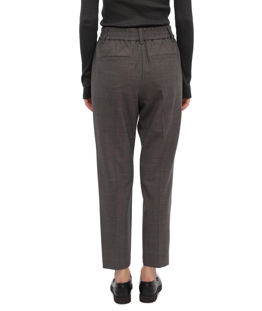 BRUNELLO CUCINELLI Серые шерстяные прямые брюки, фото 5