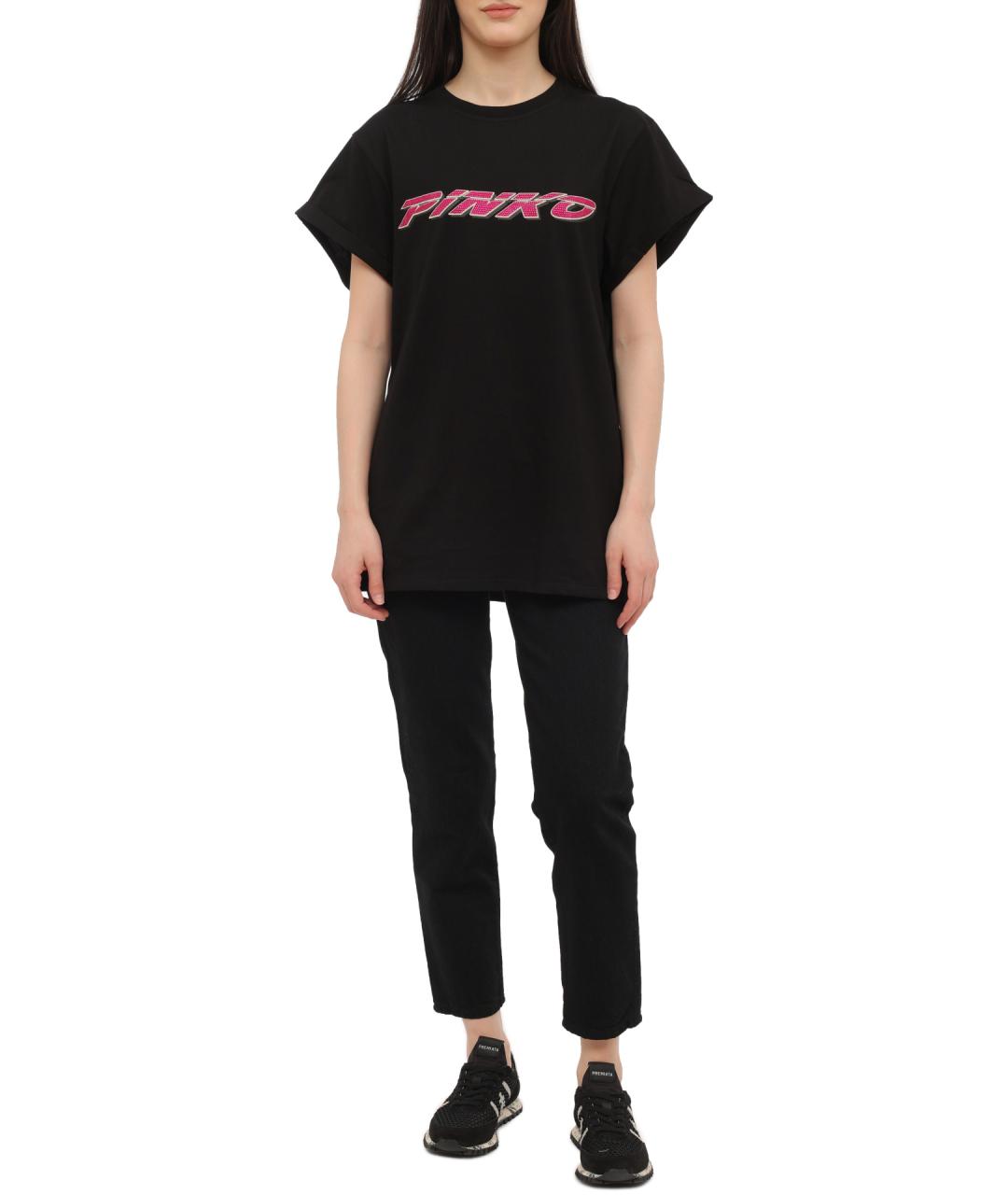 PINKO Черная хлопковая футболка, фото 2