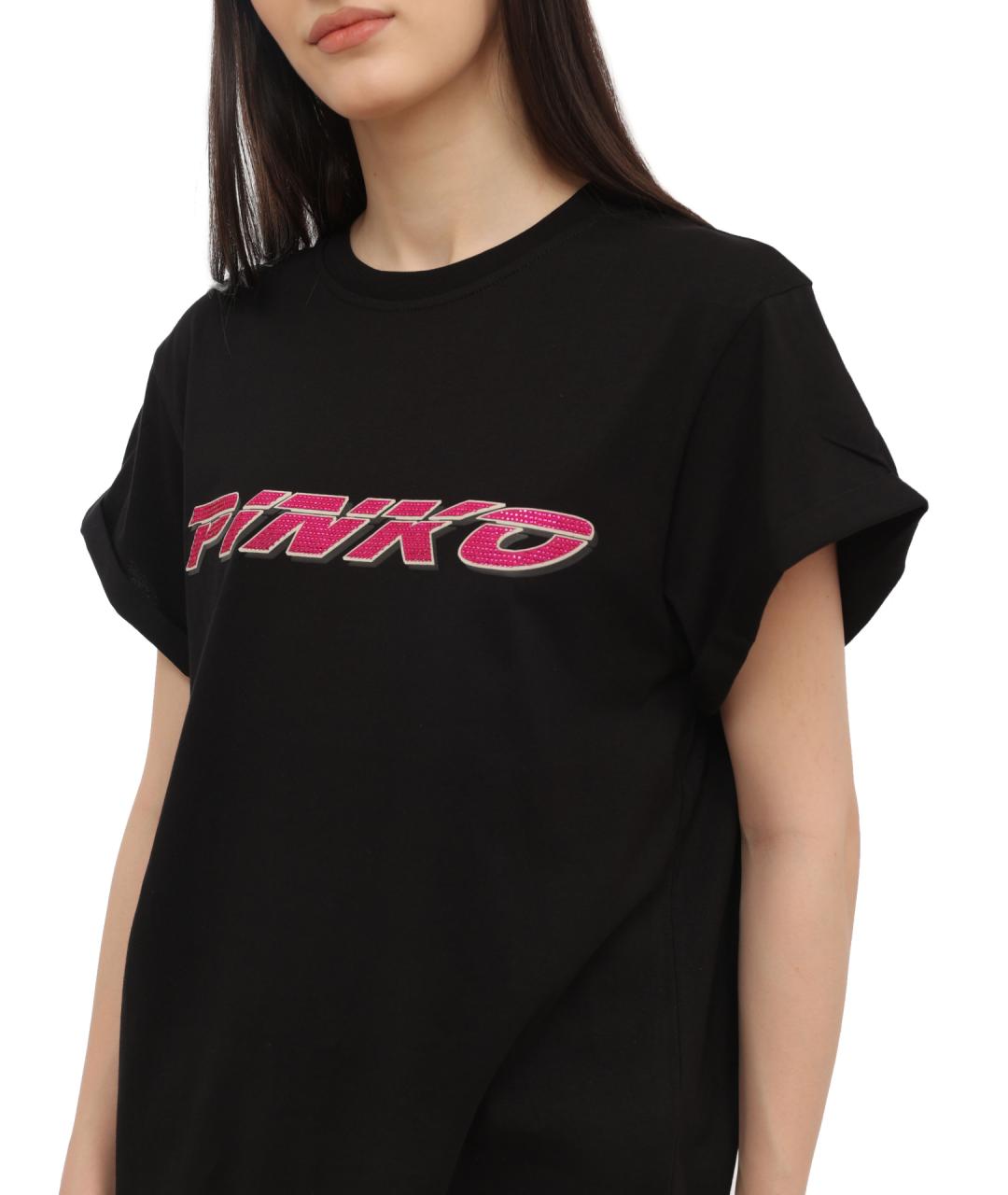 PINKO Черная хлопковая футболка, фото 4