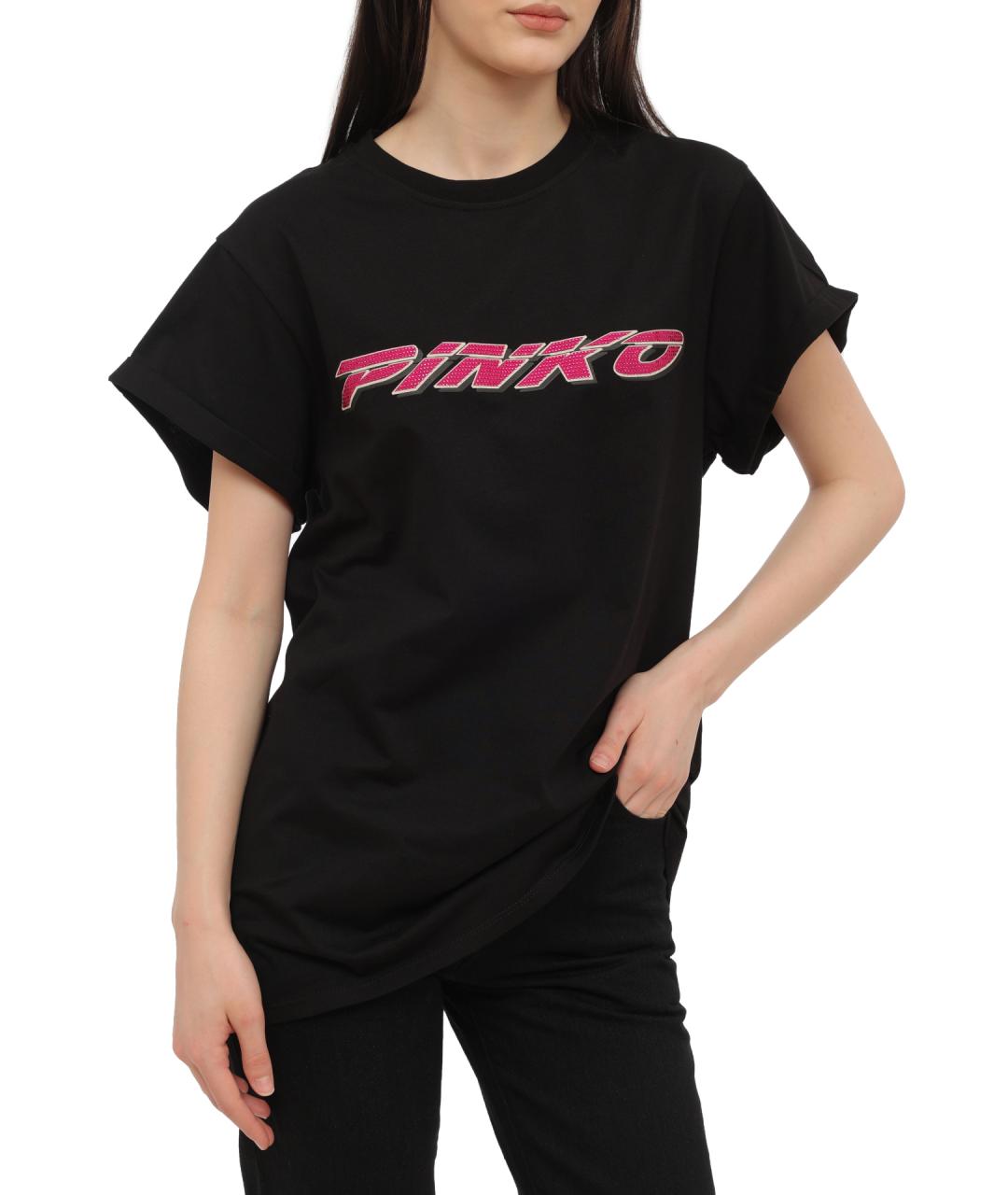 PINKO Черная хлопковая футболка, фото 5