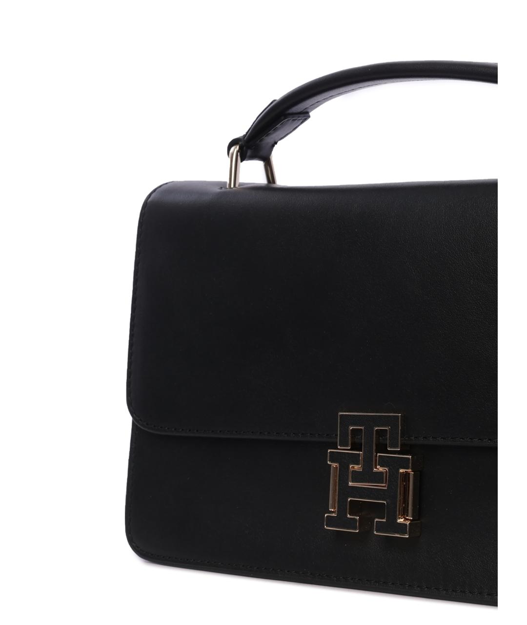 TOMMY HILFIGER Черная кожаная сумка с короткими ручками, фото 5