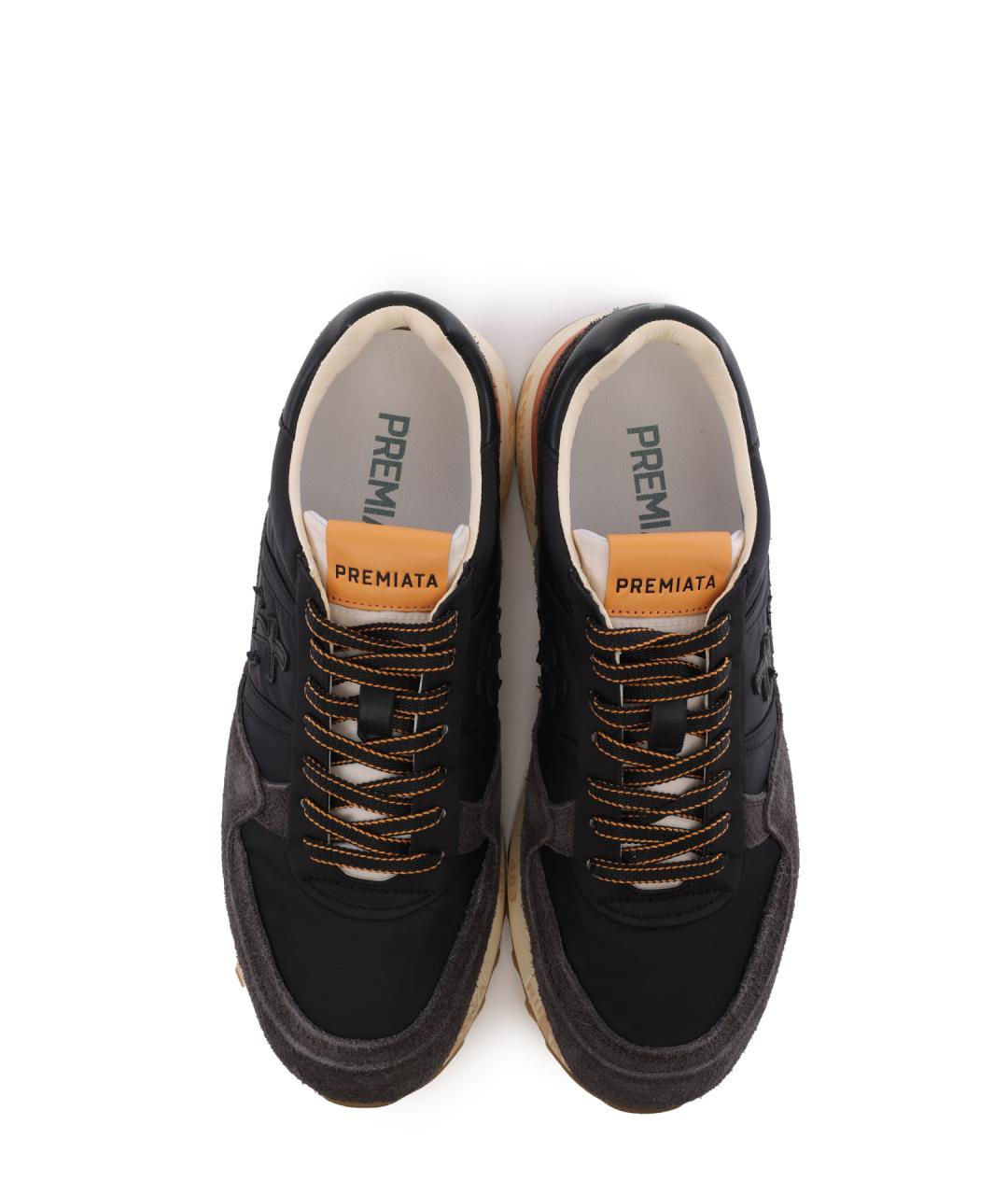 PREMIATA Черные текстильные низкие кроссовки / кеды, фото 5