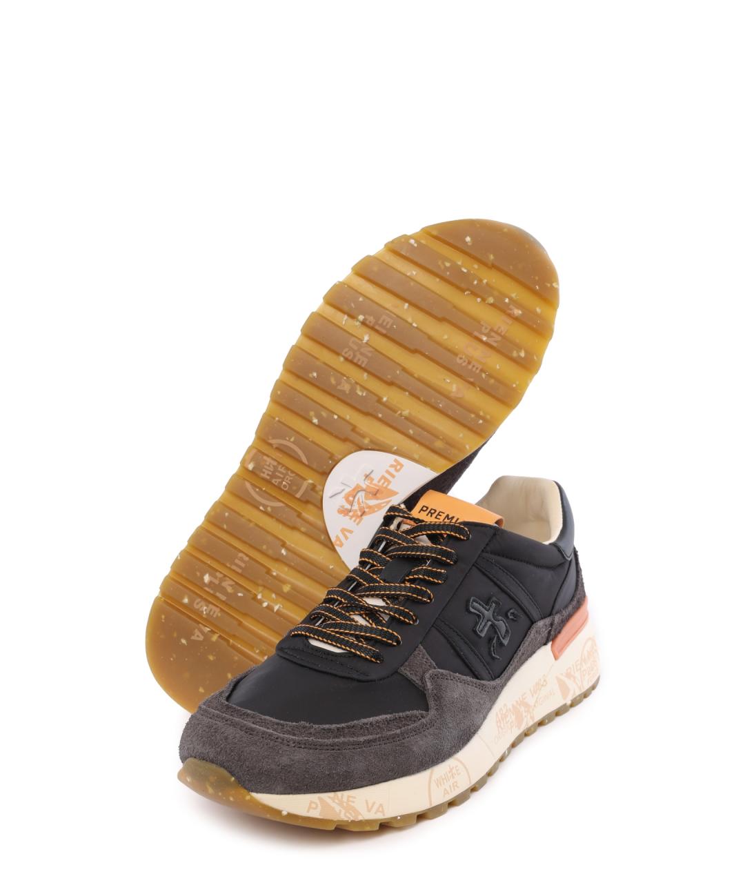 PREMIATA Черные текстильные низкие кроссовки / кеды, фото 4