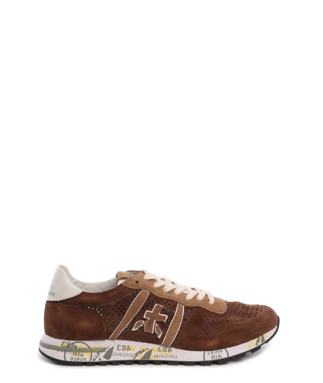 PREMIATA Коричневые замшевые низкие кроссовки / кеды, фото 1