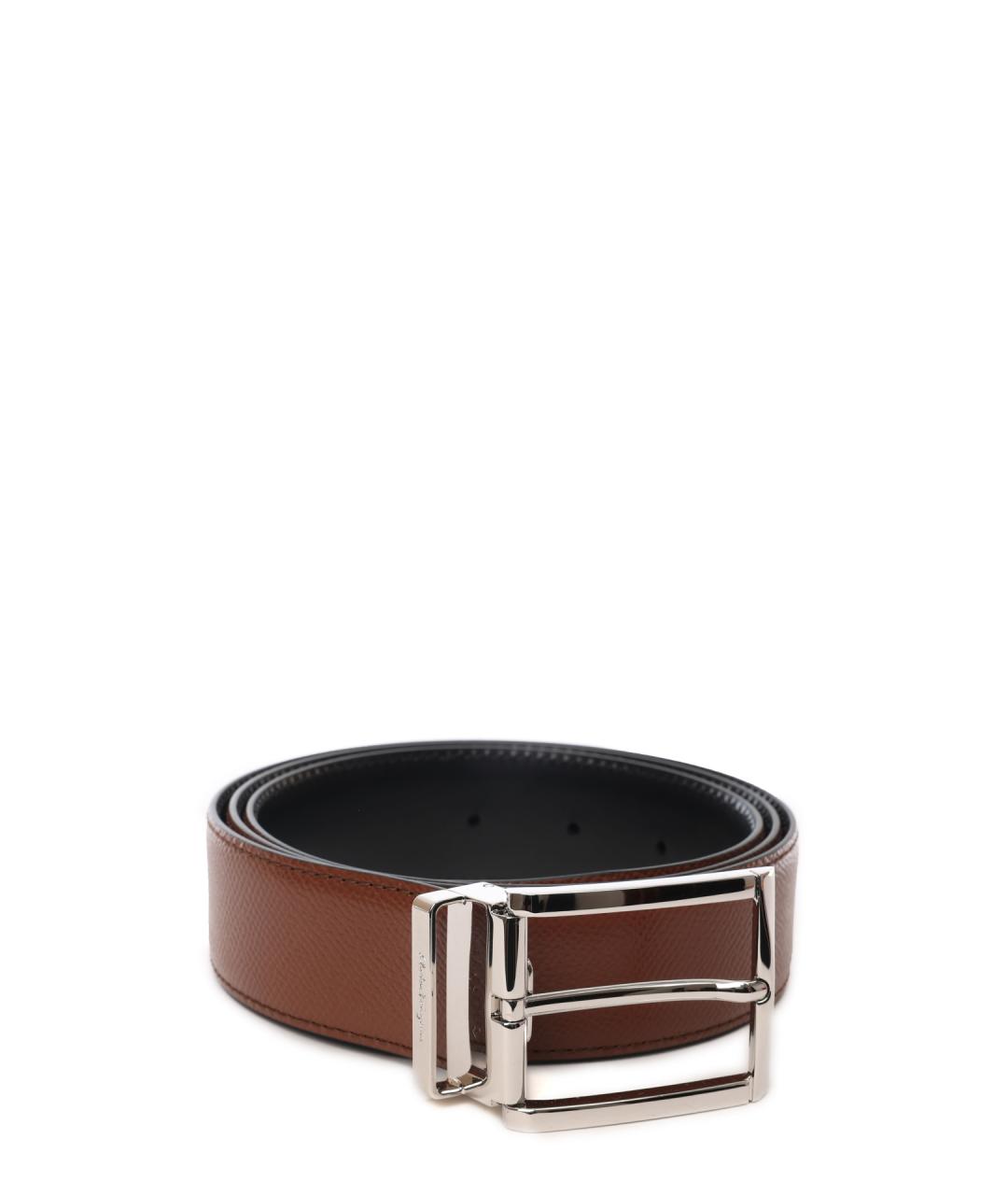 FERRAGAMO Коричневый кожаный ремень, фото 1