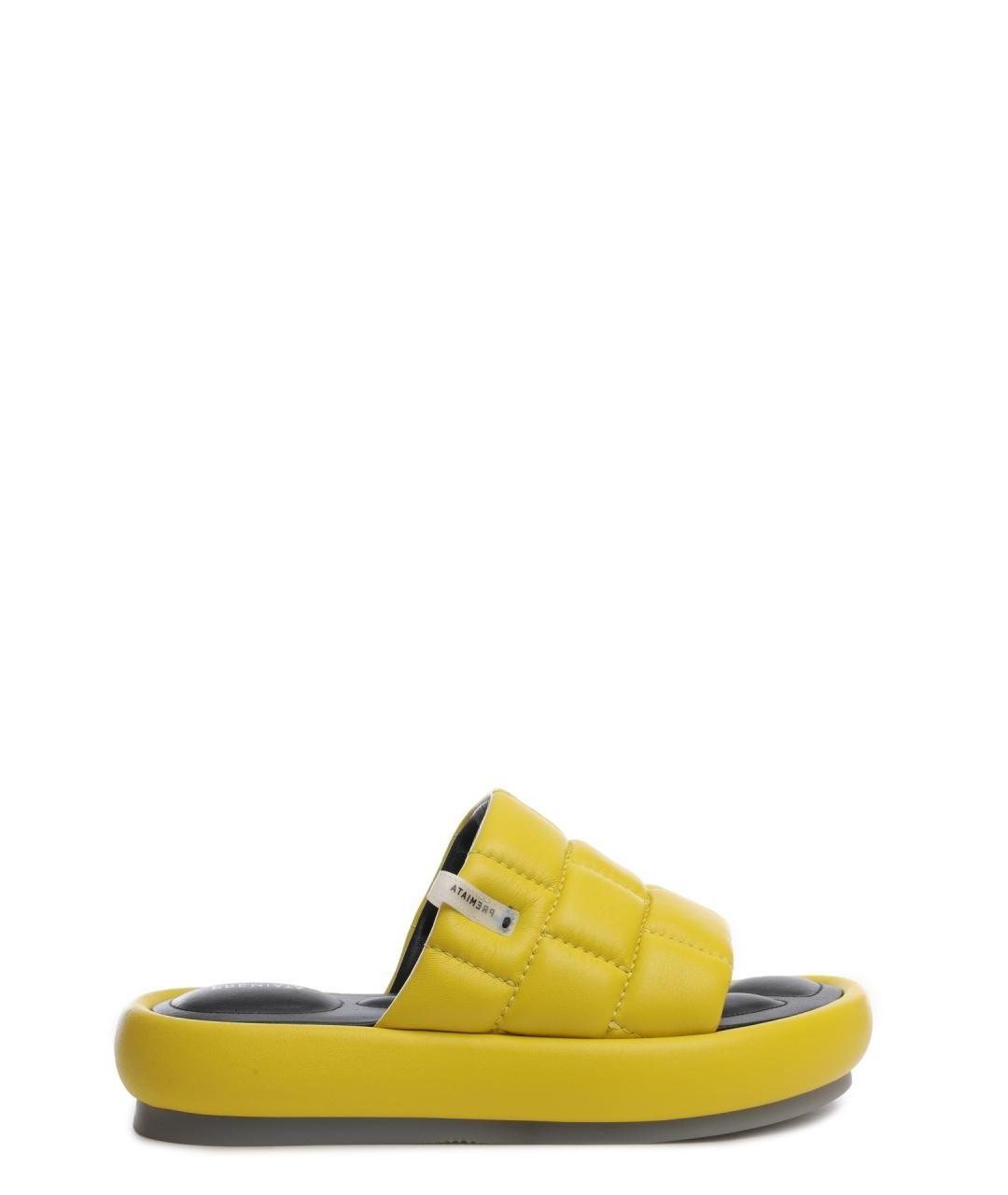 PREMIATA Желтые кожаные шлепанцы, фото 1