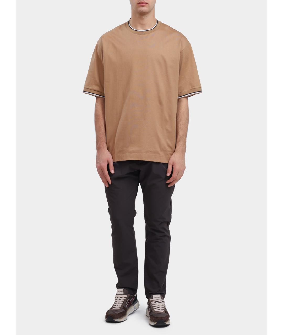 HERNO Серые хлопковые повседневные брюки, фото 2