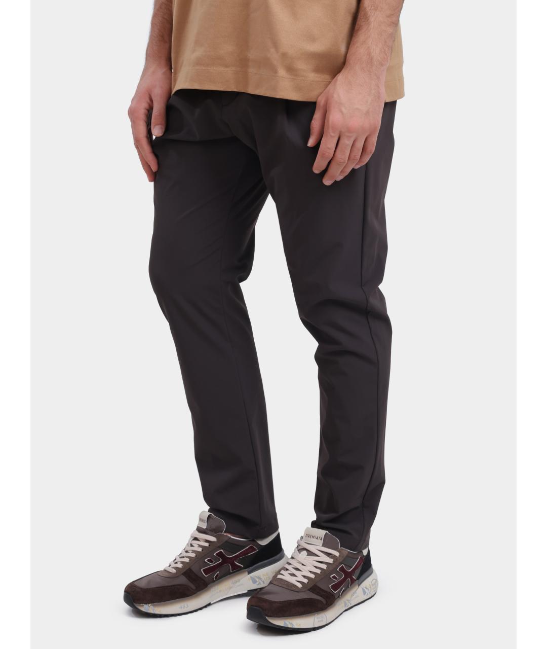 HERNO Серые хлопковые повседневные брюки, фото 3