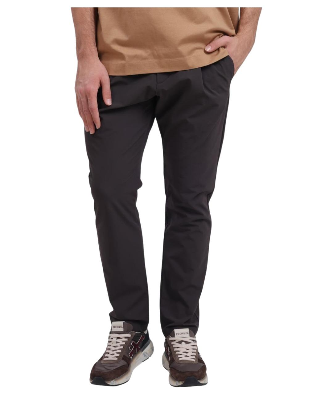 HERNO Серые хлопковые повседневные брюки, фото 1