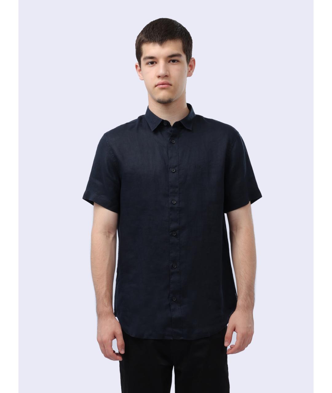 ARMANI EXCHANGE Синяя льняная кэжуал рубашка, фото 2