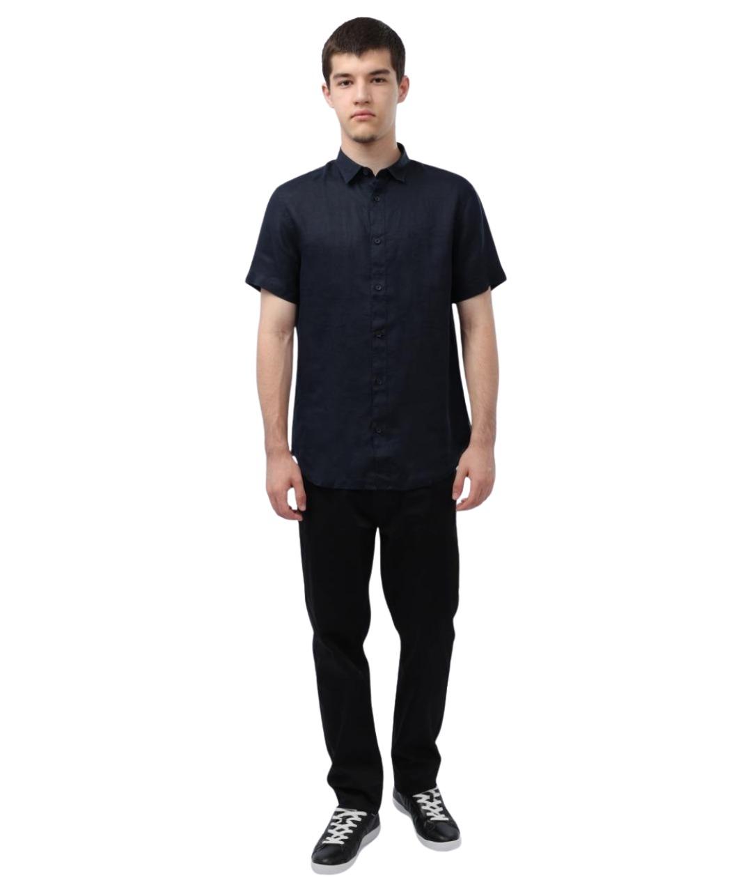 ARMANI EXCHANGE Синяя льняная кэжуал рубашка, фото 1