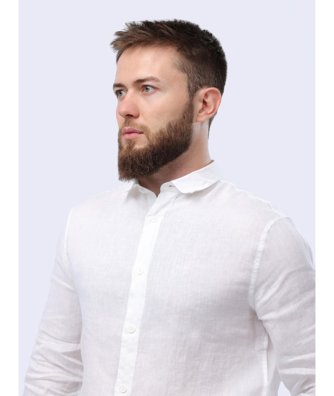 ARMANI EXCHANGE Белая льняная кэжуал рубашка, фото 4