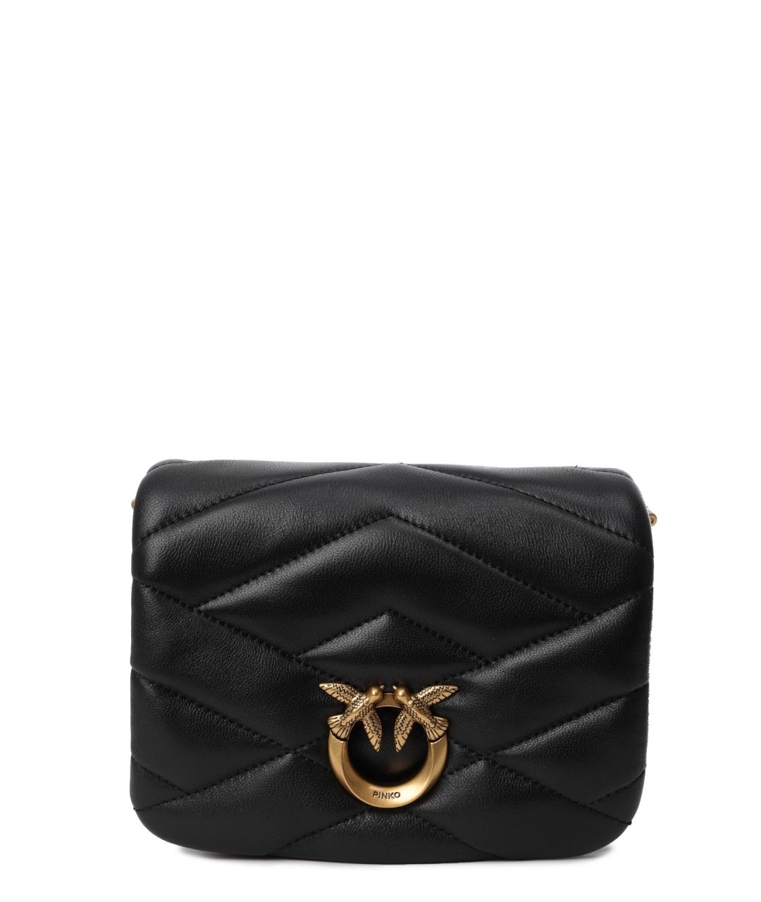 PINKO Черная кожаная сумка через плечо, фото 1