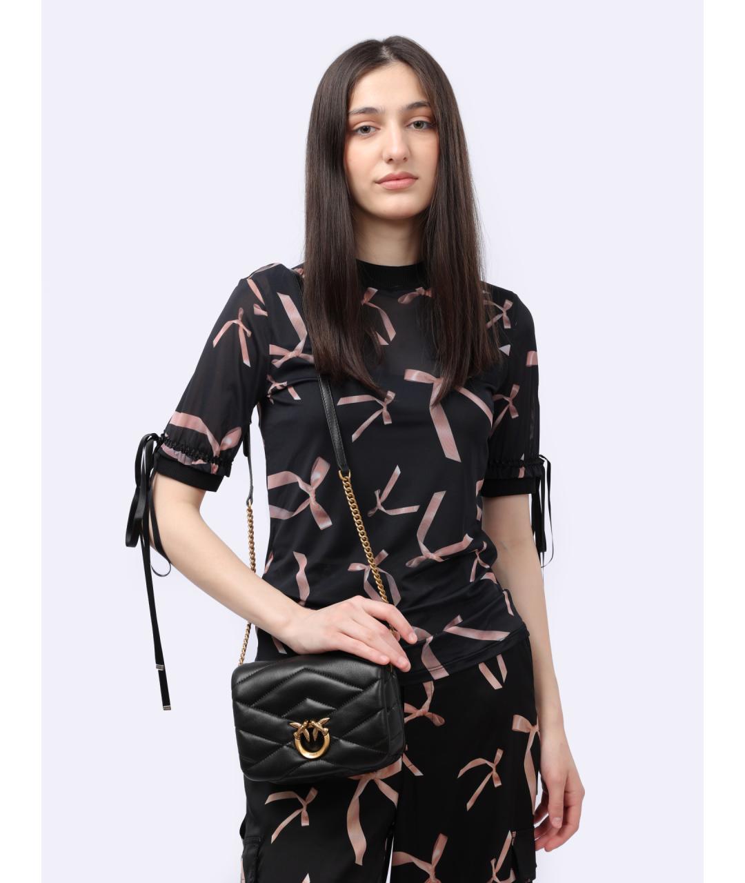 PINKO Черная кожаная сумка через плечо, фото 2