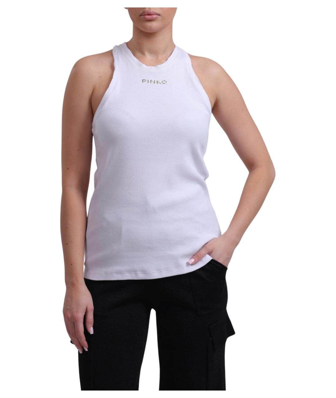 PINKO Белая хлопковая майка, фото 1