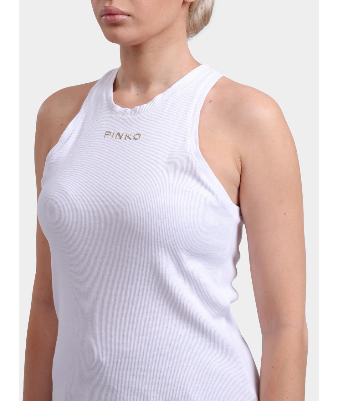 PINKO Белая хлопковая майка, фото 4