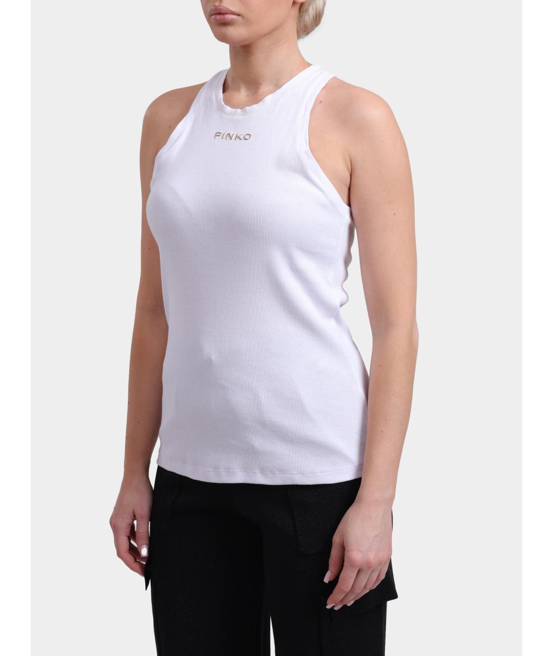 PINKO Белая хлопковая майка, фото 3