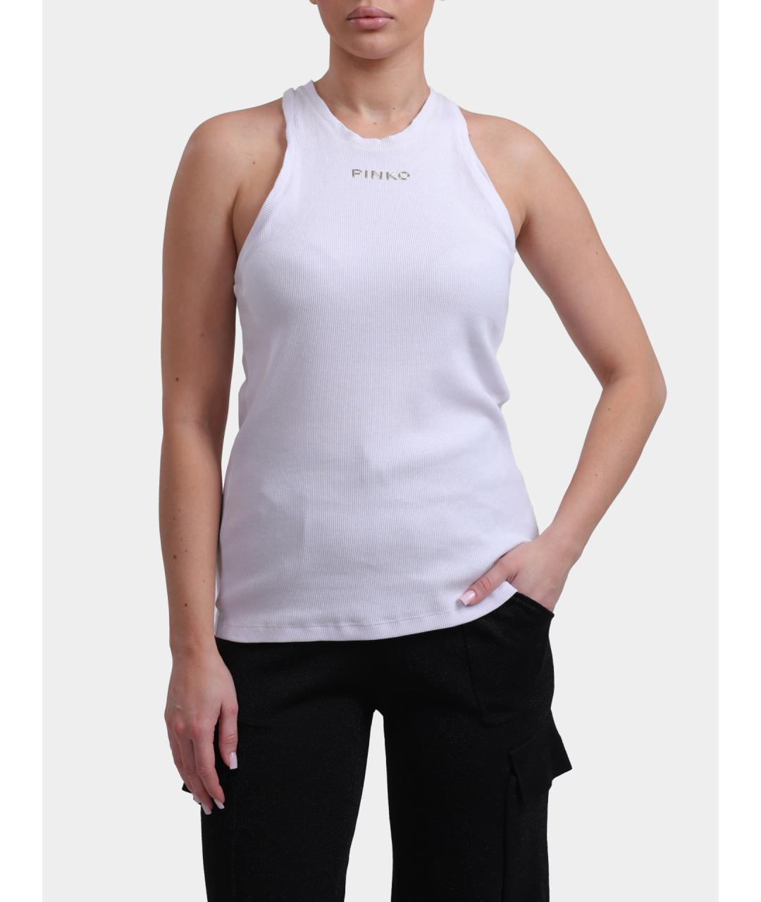 PINKO Белая хлопковая майка, фото 6