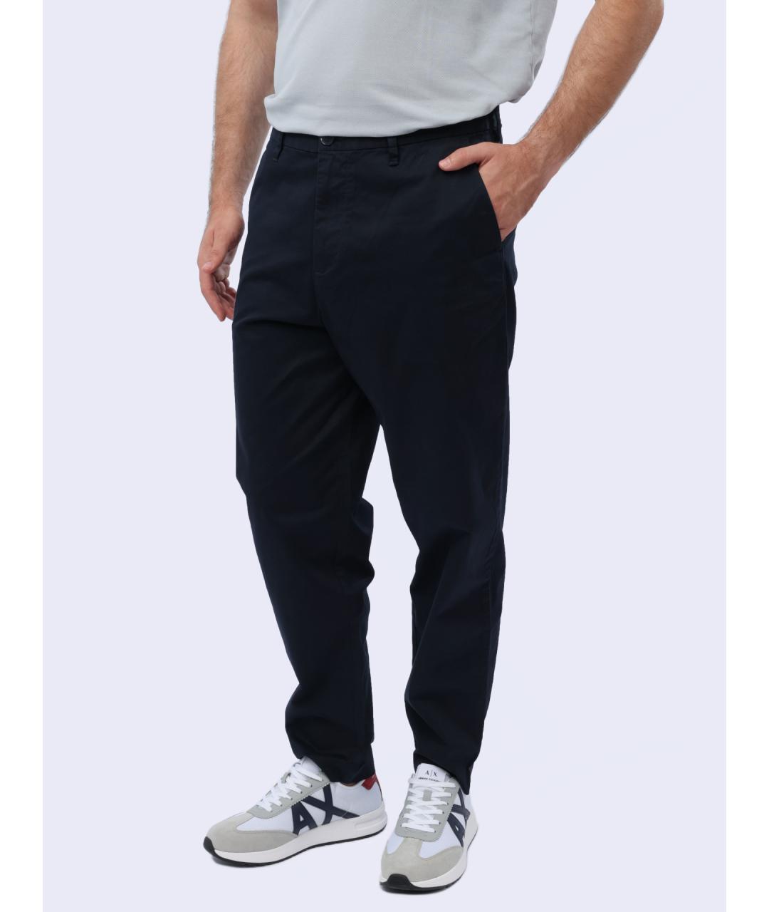 ARMANI EXCHANGE Темно-синие хлопковые повседневные брюки, фото 3