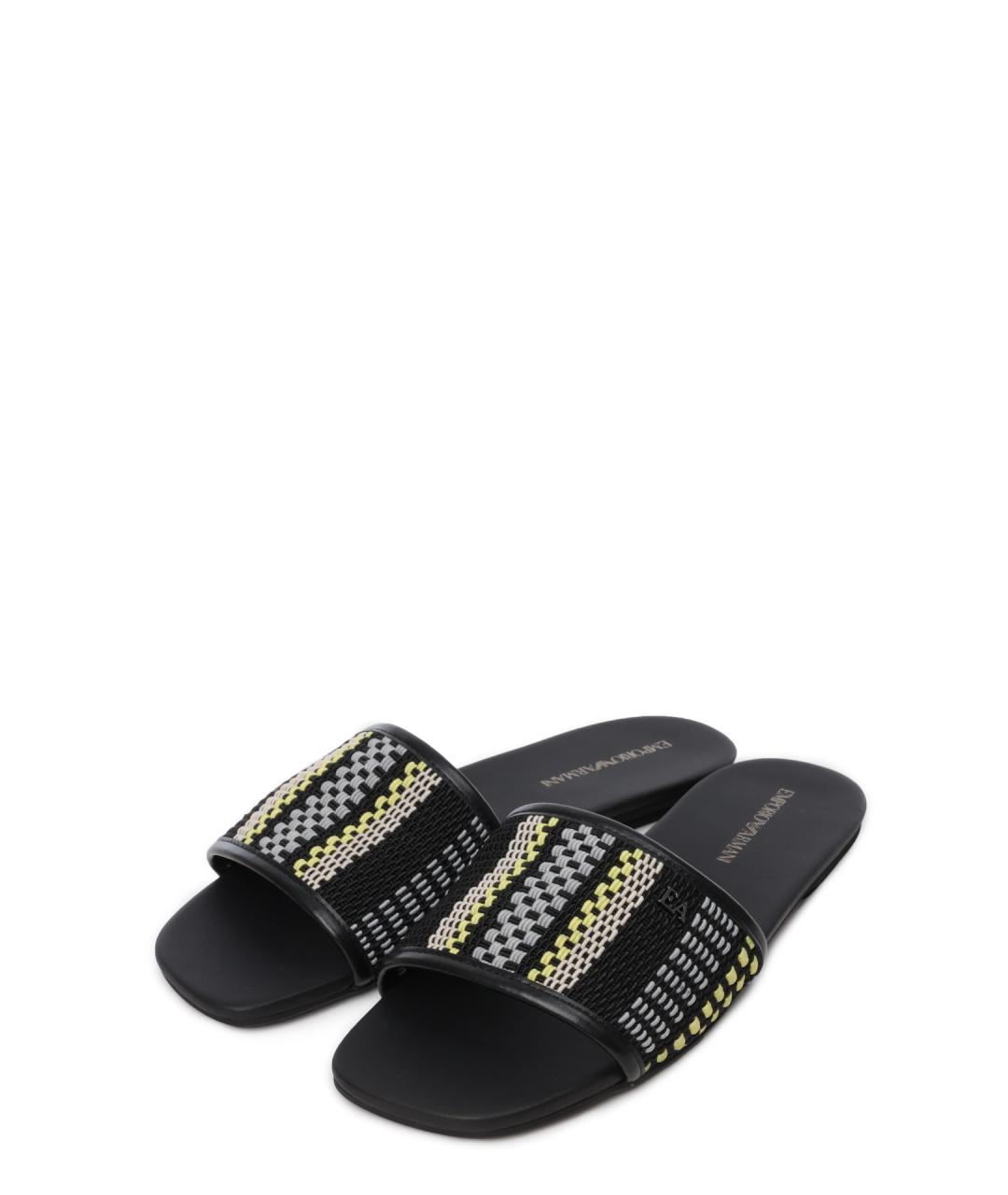 EMPORIO ARMANI Черные текстильные шлепанцы, фото 2