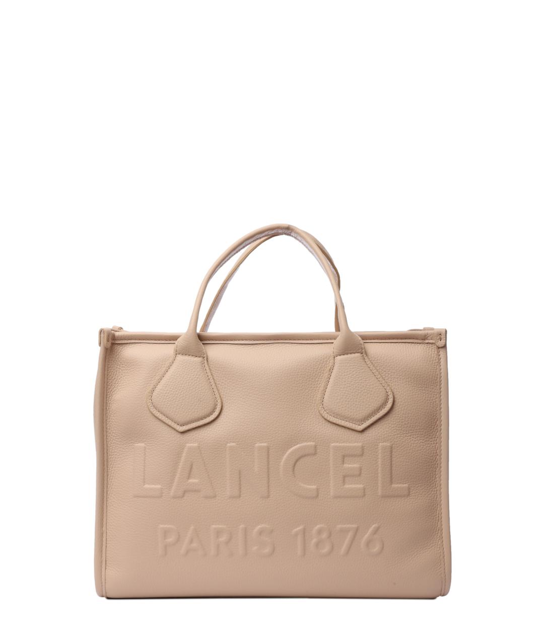LANCEL Бежевая кожаная сумка тоут, фото 1