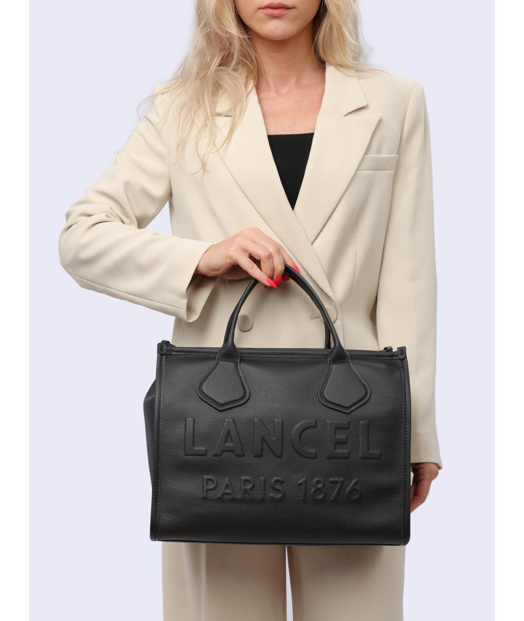LANCEL Черная кожаная сумка тоут, фото 2