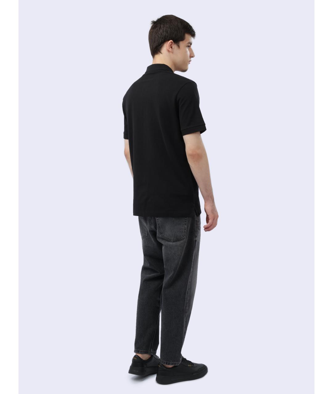 HUGO Черное хлопковое поло с коротким рукавом, фото 6