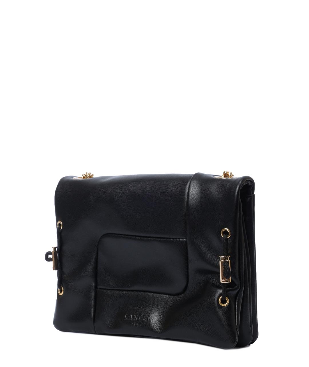 LANCEL Черная кожаная сумка через плечо, фото 3