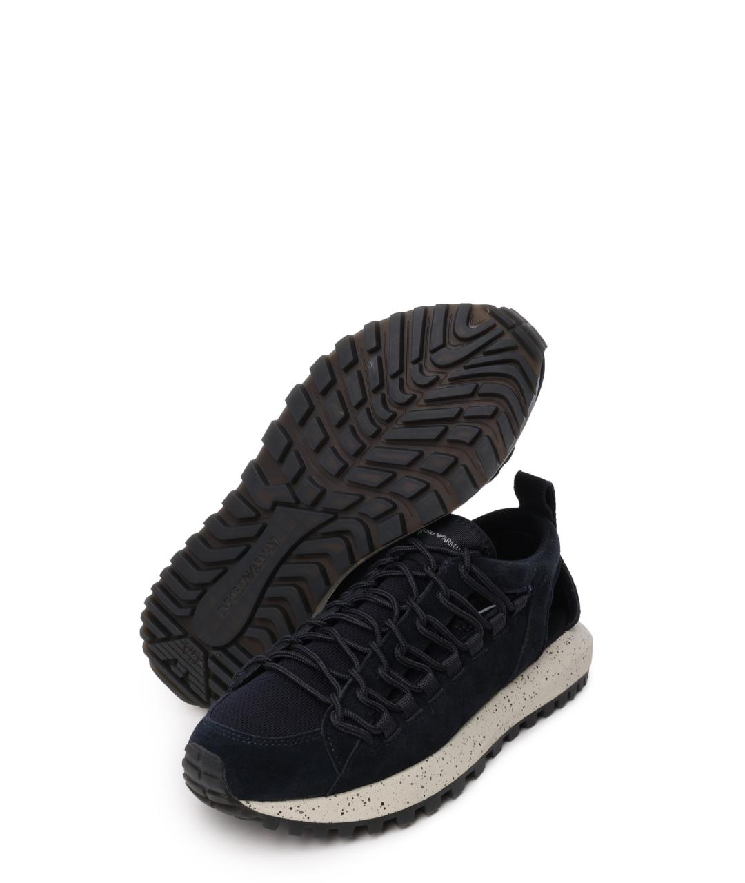 EMPORIO ARMANI Черные низкие кроссовки / кеды, фото 4