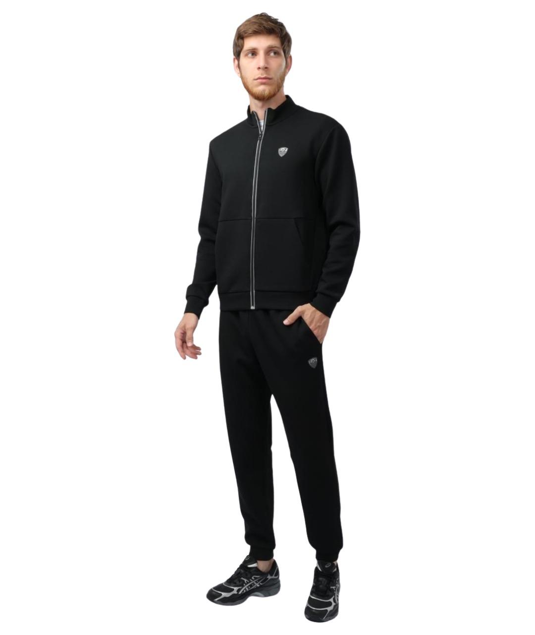 EA7 Черный полиэстеровый спортивный костюм, фото 1