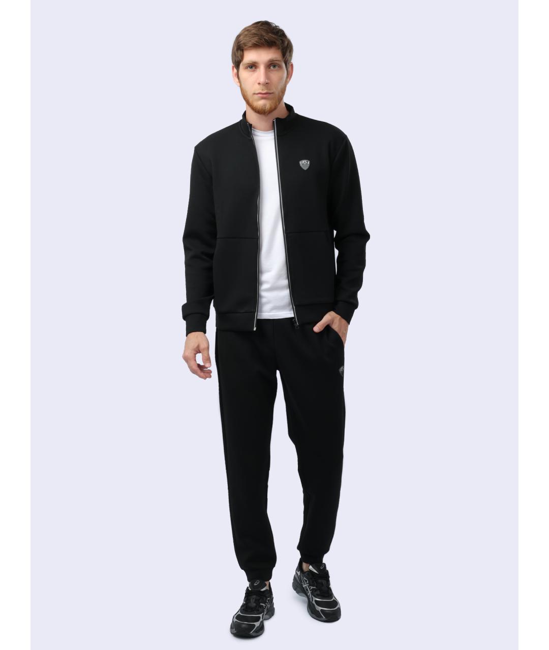 EA7 Черный полиэстеровый спортивный костюм, фото 2