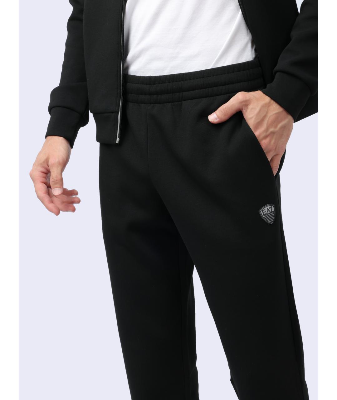 EA7 Черный полиэстеровый спортивный костюм, фото 7