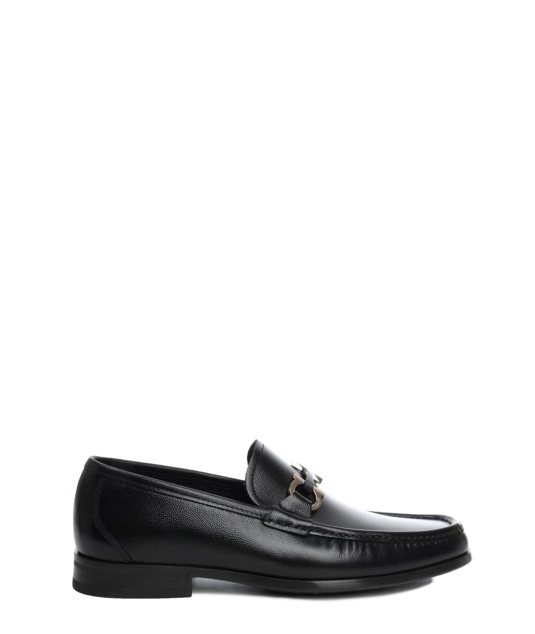 FERRAGAMO Черные кожаные мокасины, фото 1