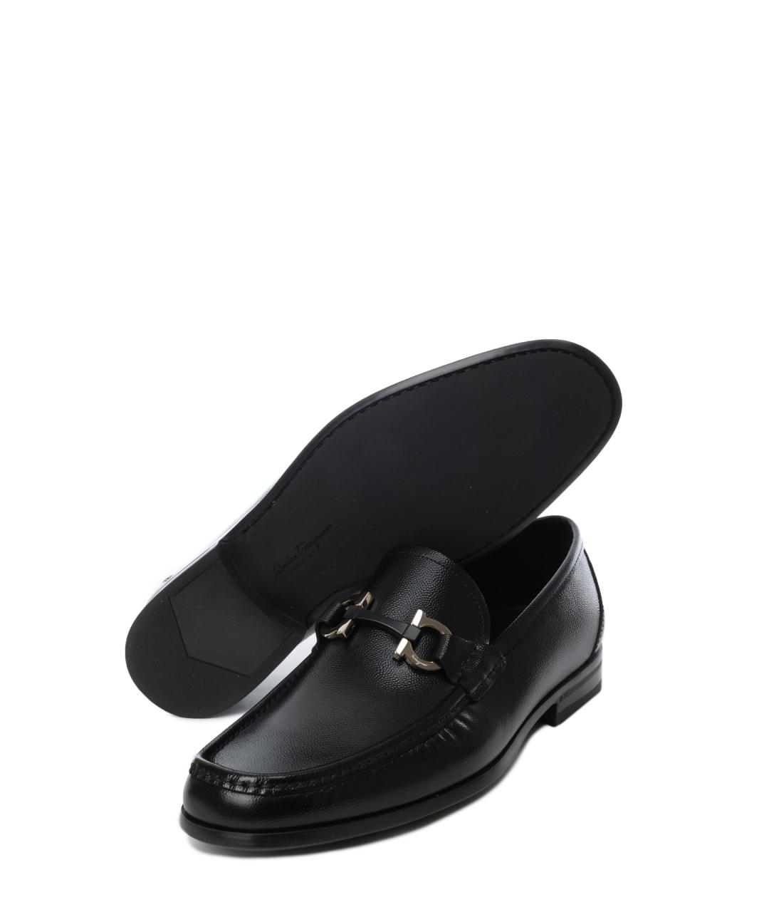 FERRAGAMO Черные кожаные мокасины, фото 4